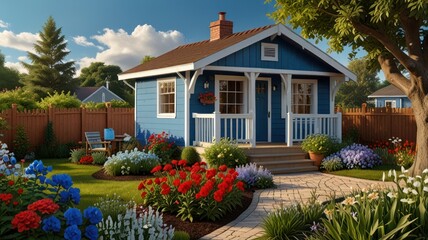 Charming Blue Cottage Garden