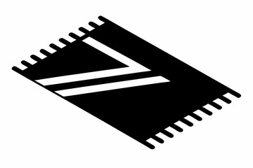 Woven Floor Rug With Fringe Silhouette Vector Illustration