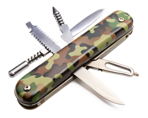 swiss army knife on a white background