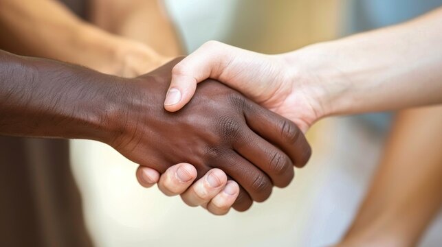 Diverse hands shaking teamwork partnership agreement unity collaboration success