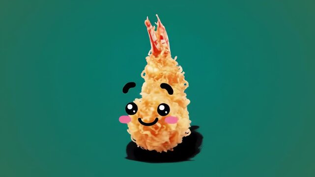 Cute cartoon tempura shrimp illustration