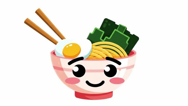 Cute ramen bowl cartoon illustration