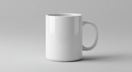 Obraz premium White Coffee Mug Mockup: Blank Ceramic Mug for Branding and Design, Simple Clean Coffee Cup Template