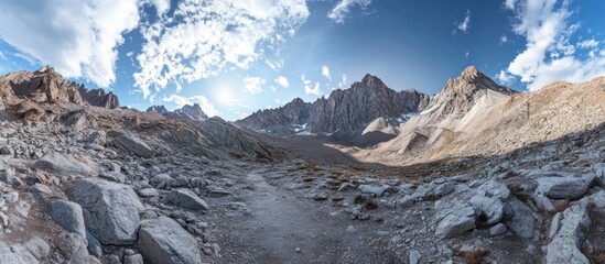 High Mountain Trail Through Rocky Terrain