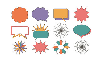 Modern vector illustration of a colorful set of geometric abstract shapes, easily editable.