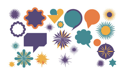 Modern vector illustration of a colorful set of geometric abstract shapes, easily editable.