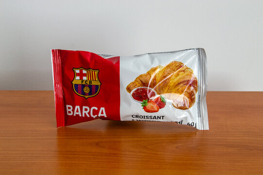Pruszcz Gdanski, Poland - April 21, 2025: FCB Barca croissant.