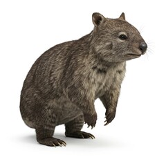 Cute Wombat Standing on White Background Wildlife Photography