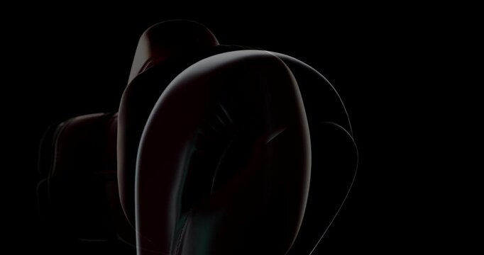 Boxing Gloves close-up slow-motion in dramatic light , four different shots