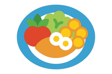Vector Illustration of Balanced Plate with Fruits, Vegetables, Grains, Proteins, Dairy – Clean Minimal Style.