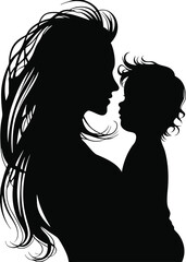 Mother's Day love theme with mom and daughter outline