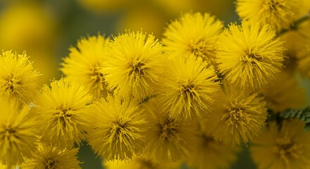Obraz premium Blooming Yellow Flowers Closeup with Soft Focus Background