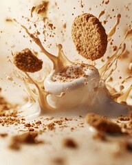 Eskimo Coffee Art Speculoos and Cinnamon Splashes with Copy Space