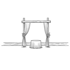 Wedding ceremony arch sketch, simple design, black and white, for invitations