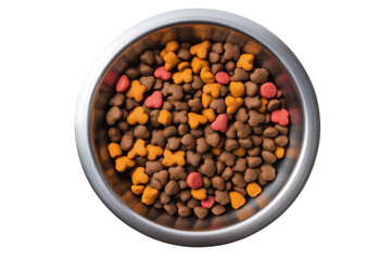 Isolated Top View of Pet Bowl with Mixed Food