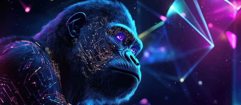 Cybernetic Gorilla in Neon Glow