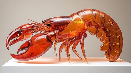 Elegant Murano glass lobster with speckled claws high resolution images