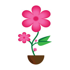Cute Pink Potted Flower Clipart Floral Digital Art Illustration