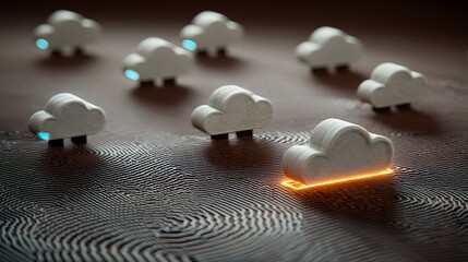 nodes interacting with pulsing AI thought patterns