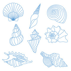 Bohemian linear logos, icons and symbols. Seashell design templates, geometric abstract design elements for decoration. Vector illustration