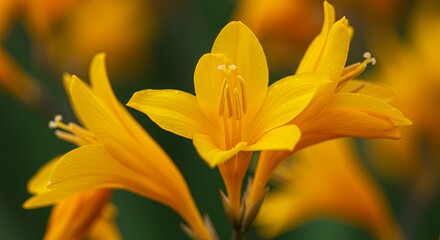 Obraz premium Blooming Yellow Flowers Close-up in Natural Light