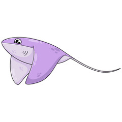 Stingray Cartoon Vector Illustration