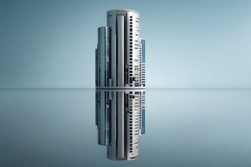 Obraz premium Reflective Skyscraper: A Minimalist Cityscape Illustration