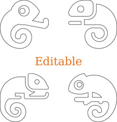 minimalist chameleon icons. abstract geometric chameleon illustration on white. editable chameleon vector design for branding.