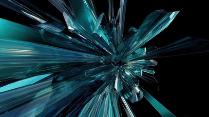 Abstract Crystal Formation in Teal and Black