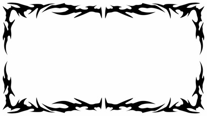 Gothic symmetrical fire frame in black tribal abstract shape free-hand style vector design dark aesthetic background