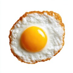 Fried egg sunny side up close up on white background