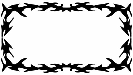 Gothic symmetrical fire frame in black tribal abstract shape free-hand style vector design dark aesthetic background