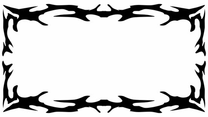Gothic symmetrical fire frame in black tribal abstract shape free-hand style vector design dark aesthetic background