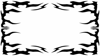 Gothic symmetrical fire frame in black tribal abstract shape free-hand style vector design dark aesthetic background