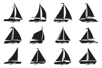 Collection of Sailing Boat Icons - Nautical Vector Design