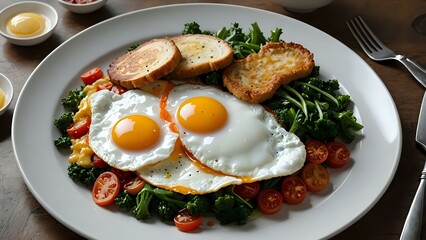 fried eggs with bacon