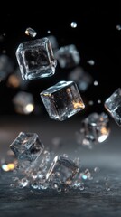 Ice Cubes Falling and Shattering