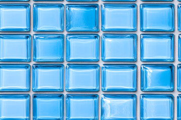 Seamless pattern of blue glass block wall