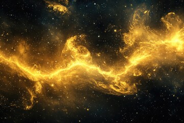 A golden nebula's ethereal beauty in the vast expanse of space.