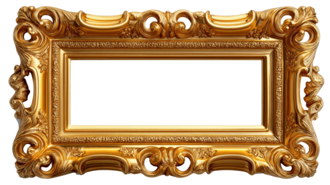 Golden Antique Frame: An exquisite, ornate golden antique frame, perfect for displaying cherished memories or valuable artwork.