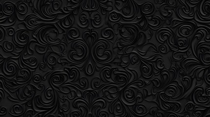 Intricate black textured design with repeating patterns.