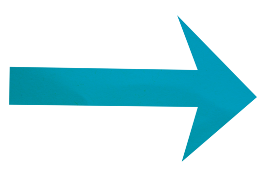 Blue paper arrow sign on transparent background - Powered by Adobe