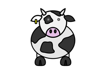 Vaca de manchas negras y blancas y trazo negro