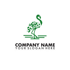 Obraz premium Nature flamingo logo is a flamingo shape with a tree inside
