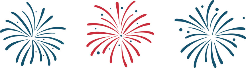 colorful exploding fireworks, festival party celebration fireworks vector art illustration