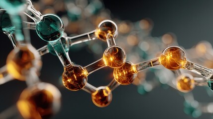 Molecular Structure Model with Orange and Green Spheres
