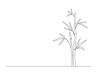 Bamboo plant in single line draw illustration. Continuous one line drawing of Bamboo branch. Editable stroke.