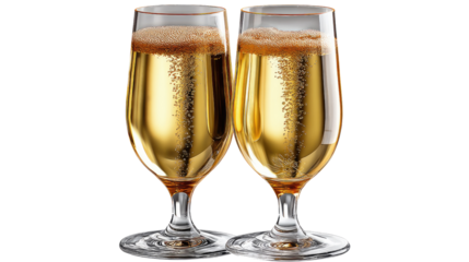 Cheers to the Celebration: Two champagne flutes filled with effervescent liquid, the embodiment of joy and festivity, capturing the essence of celebratory moments and the thrill of a special occasion.