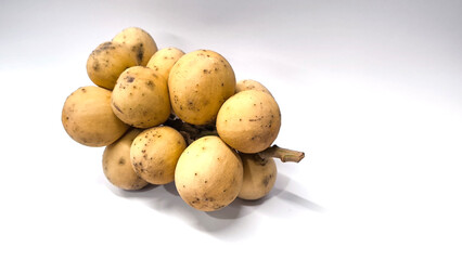 Longkong on white background. Fruit in Thailand.