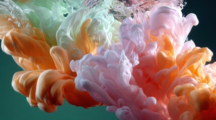 Colorful ink clouds mixing in water